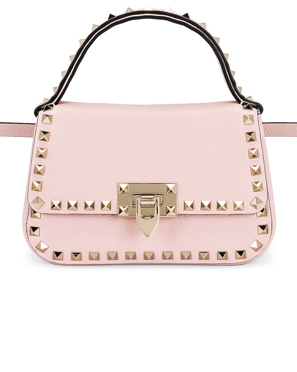 Image 1 of Valentino Garavani Small Stud Top Handle Bag in Rose Quartz