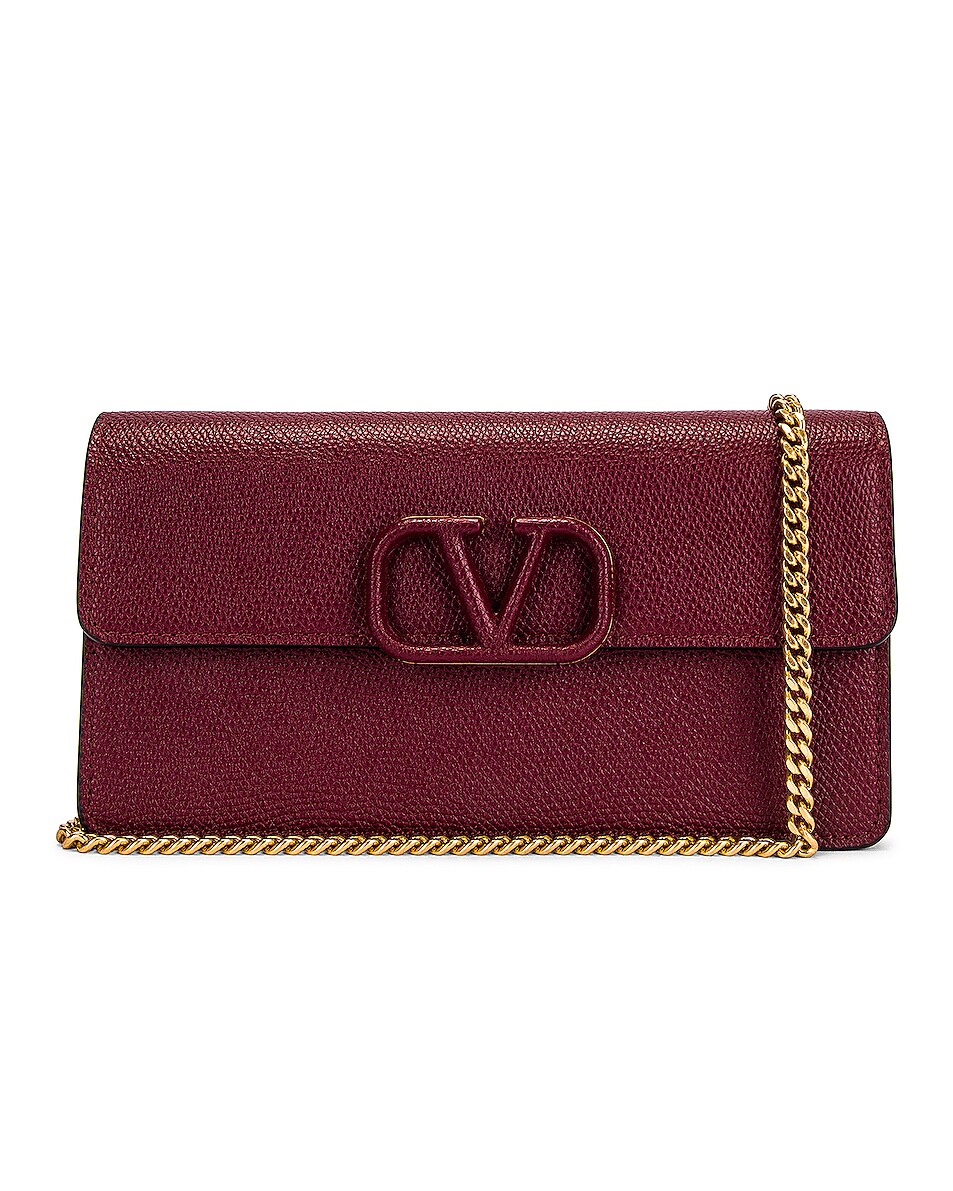 Image 1 of Valentino Garavani VLogo Wallet on Chain Bag in Cerise