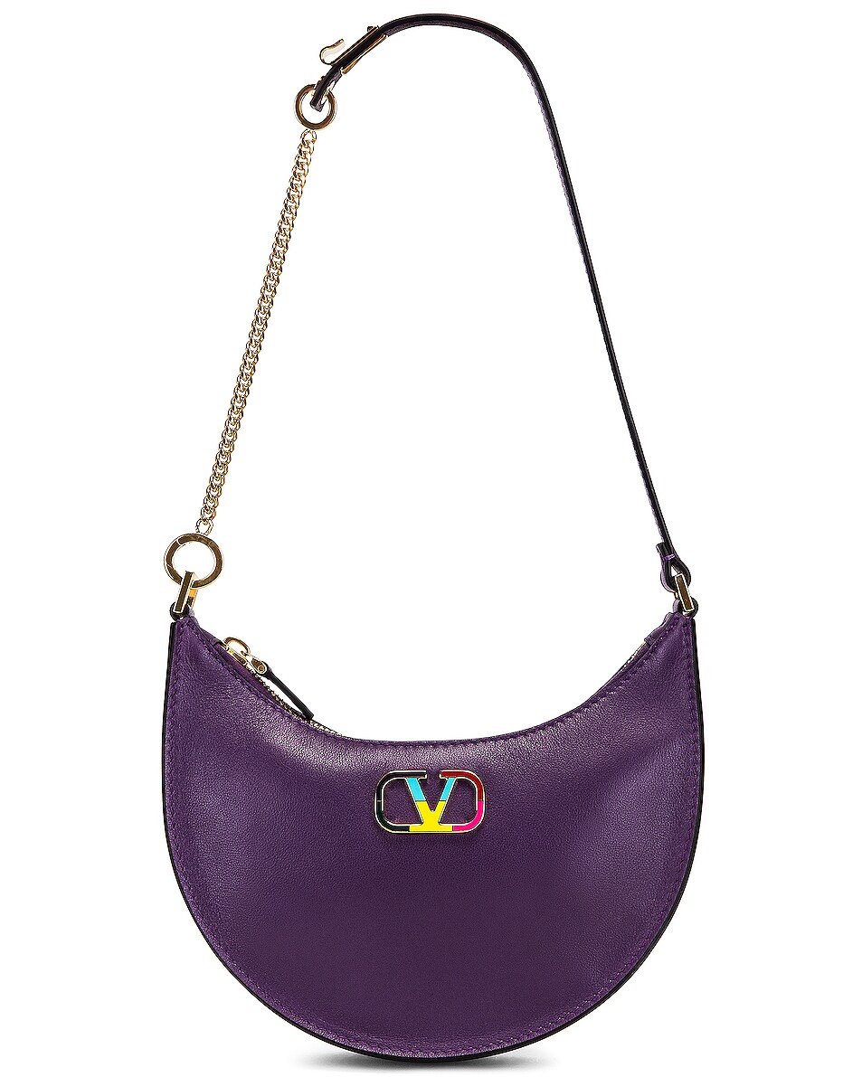 Image 1 of Valentino Garavani Mini Vlogo Signature Hobo Bag in Violet