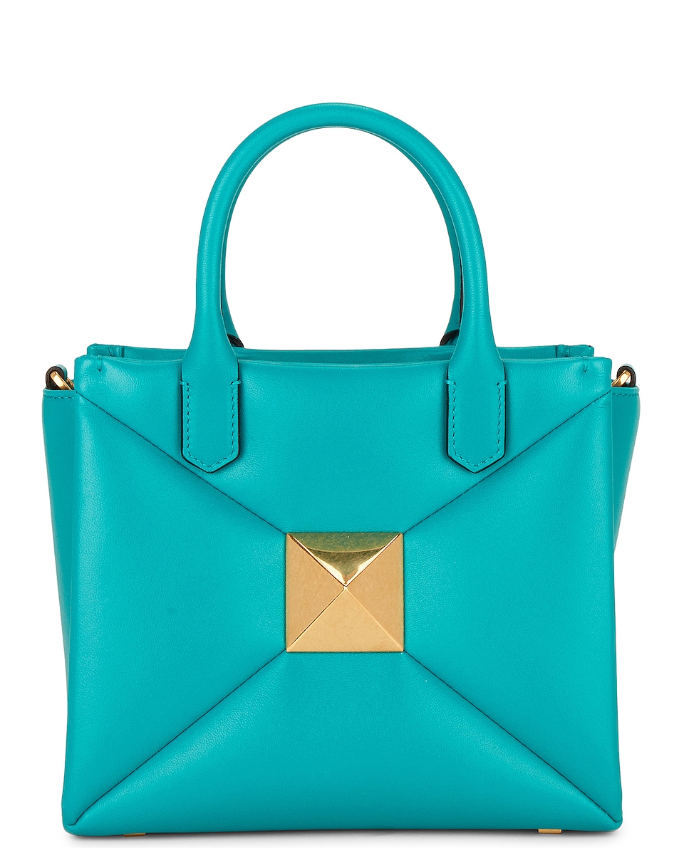 Image 1 of Valentino Garavani Small One Stud Top Handle Bag in Ultramarine Green