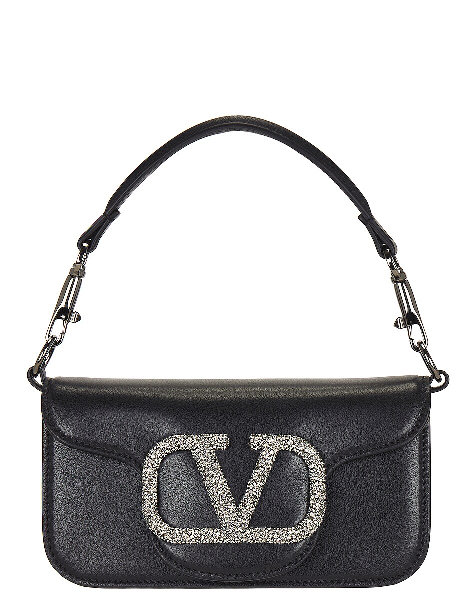 Image 1 of Valentino Garavani Small Loco Shoulder Bag in Nero & Black Diamond