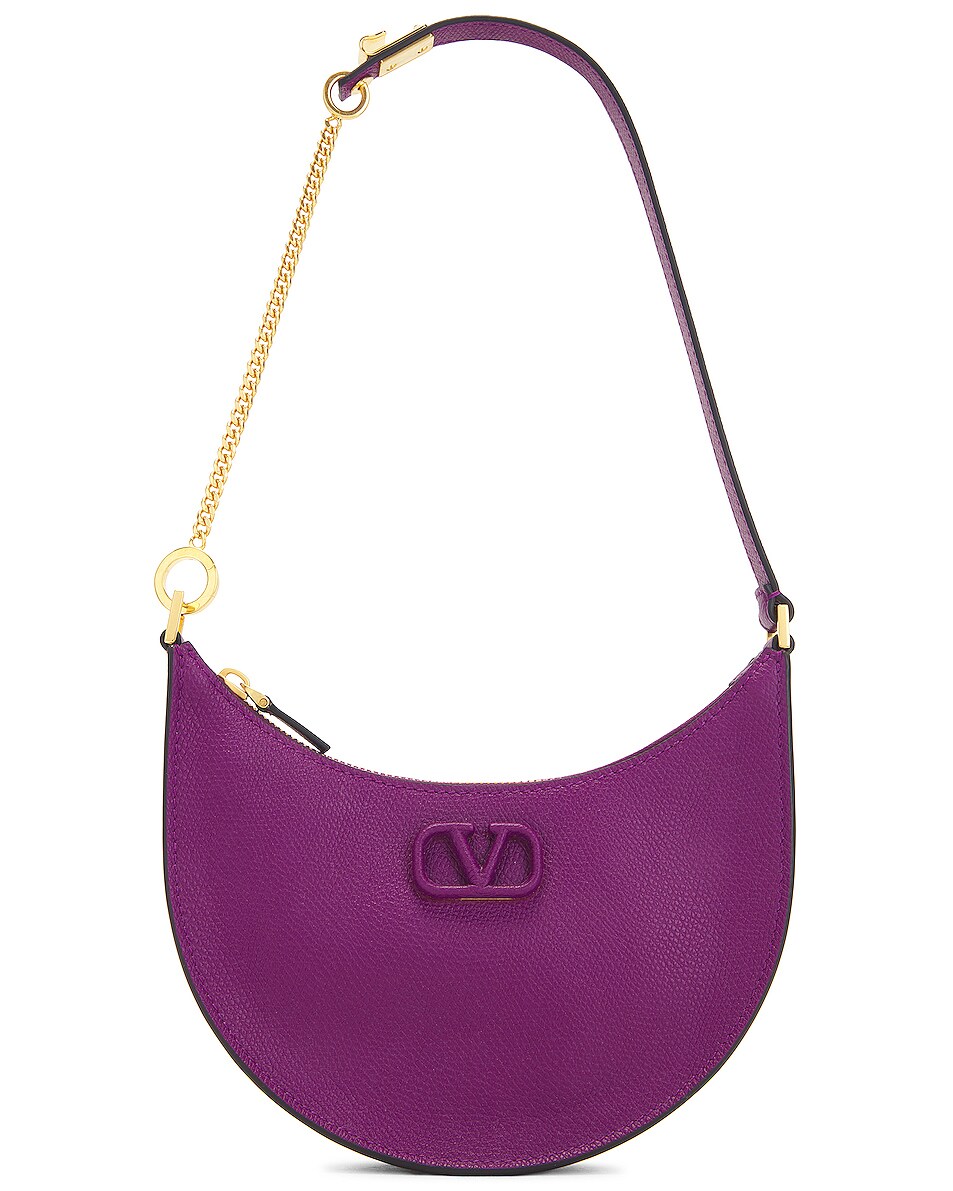 Valentino Garavani Mini V Logo Signature Hobo Bag in Prune FWRD