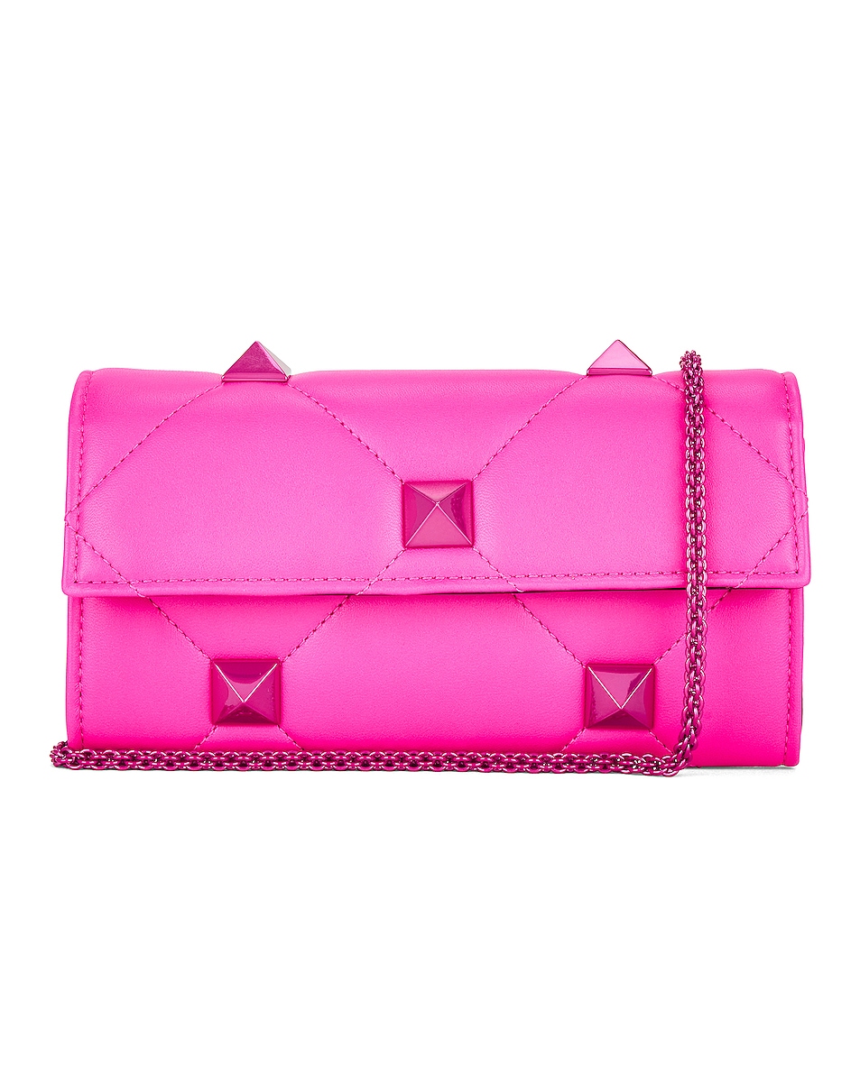 Image 1 of Valentino Garavani Romanstud Wallet On Chain in Pink