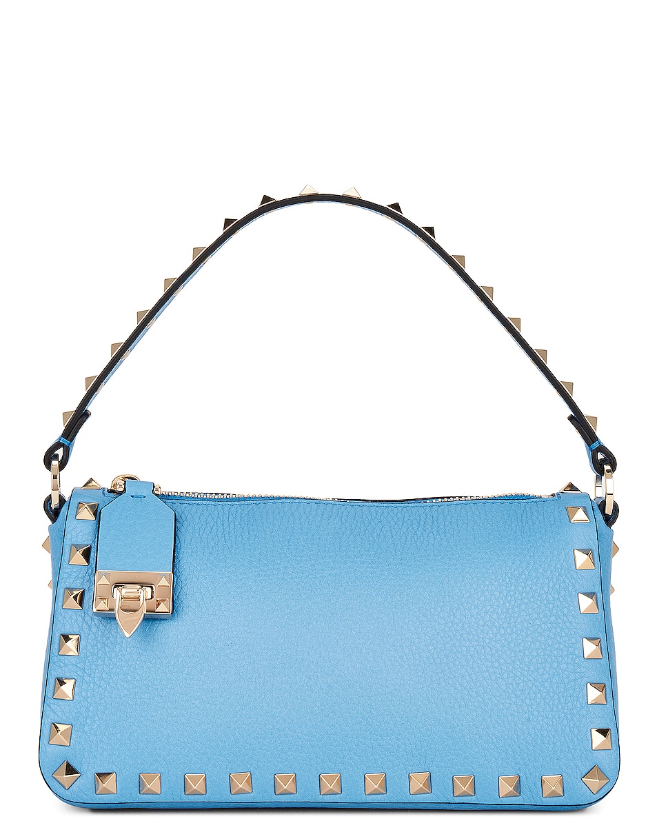 Valentino Garavani Small Rockstud Shoulder Bag in Denim | FWRD