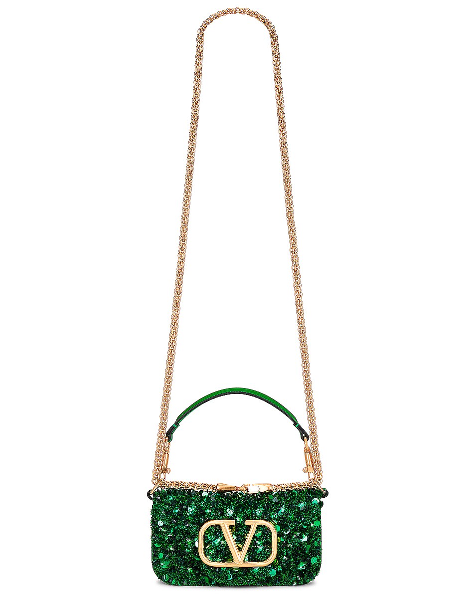 Image 1 of Valentino Garavani Small Loco Shoulder Bag in Antique Green & Gea Green