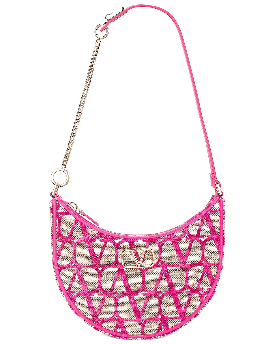 Image 1 of Valentino Garavani V Logo Signature Mini Hobo Bag in Naturale & Pink