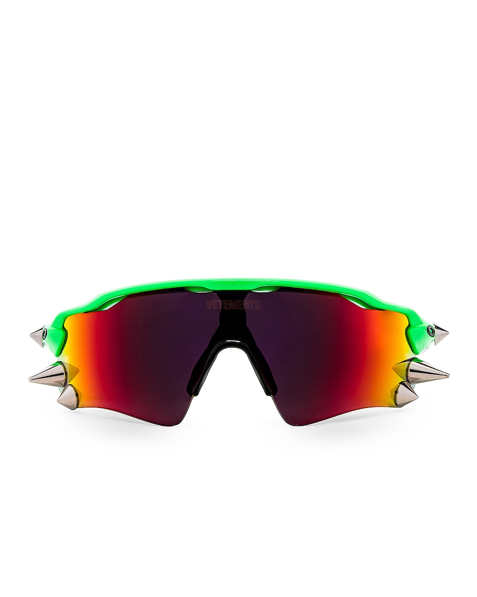 Image 1 of VETEMENTS Oakley Spikes 200 Sun Glasses in Orange & Green
