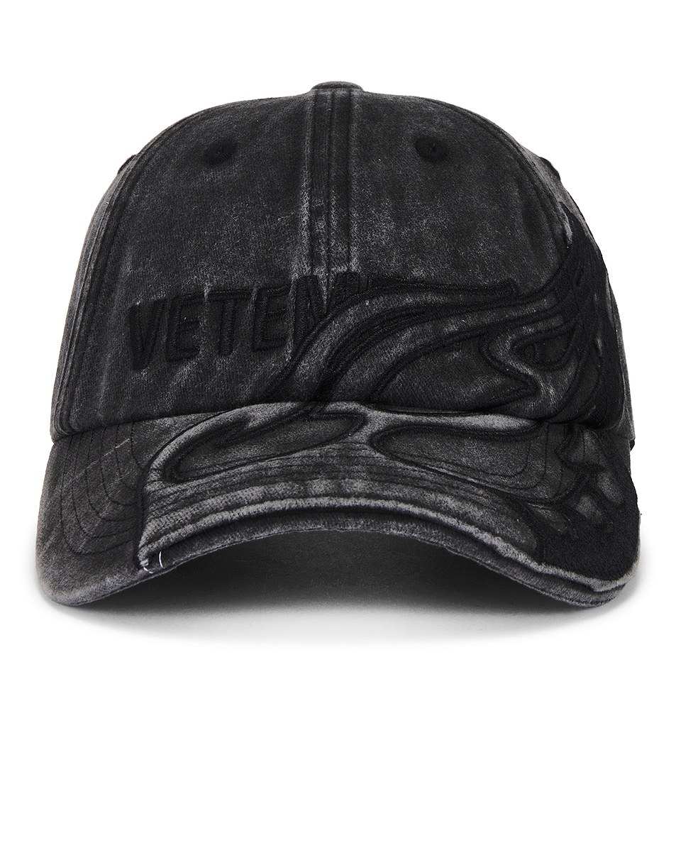 Image 1 of VETEMENTS Blackout Flame Logo Cap in Blackout