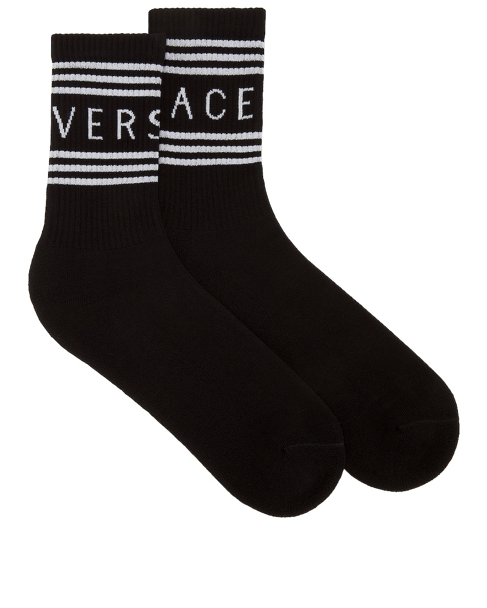 Image 1 of VERSACE Athletic Socks in Black & White