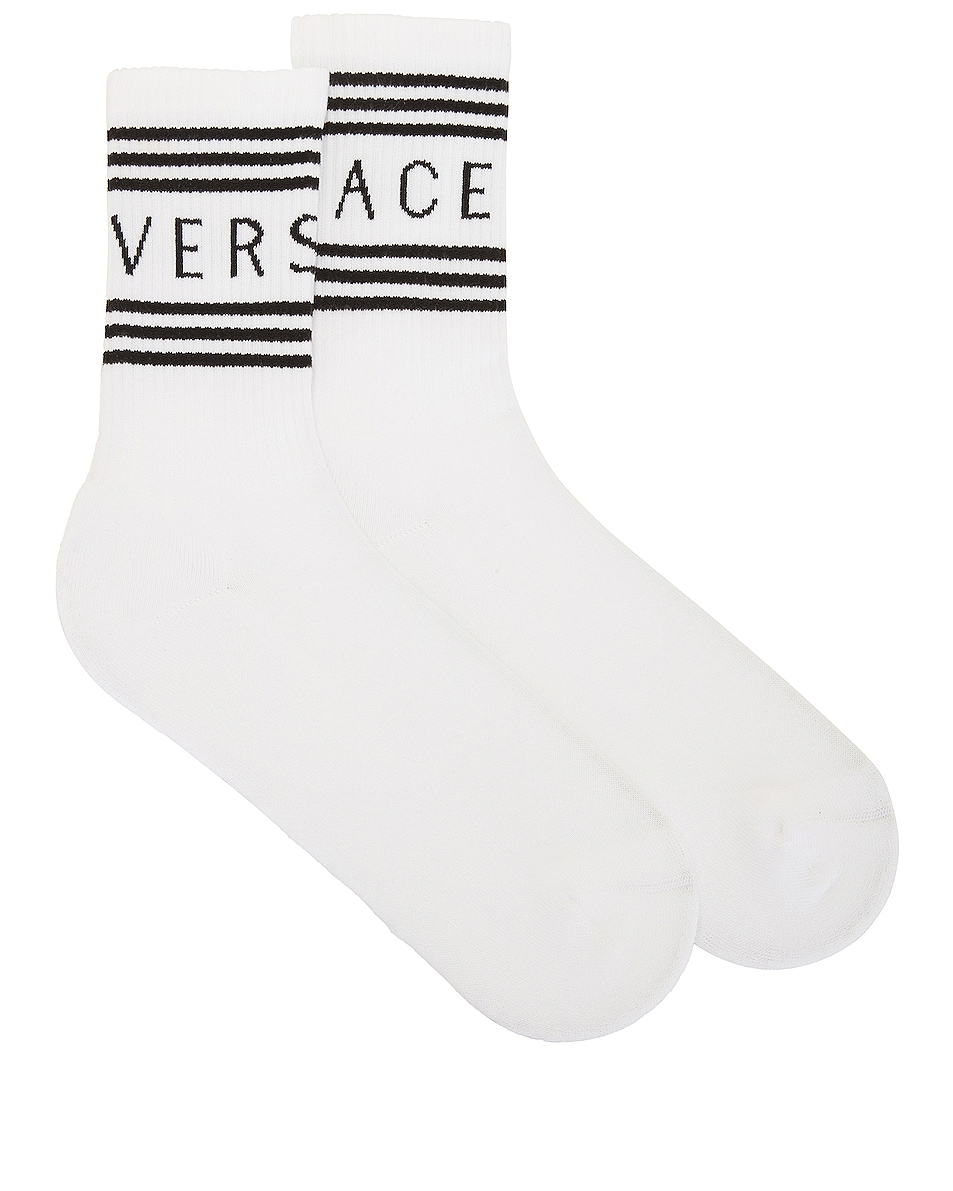 Image 1 of VERSACE Sock in Bianco & Nero