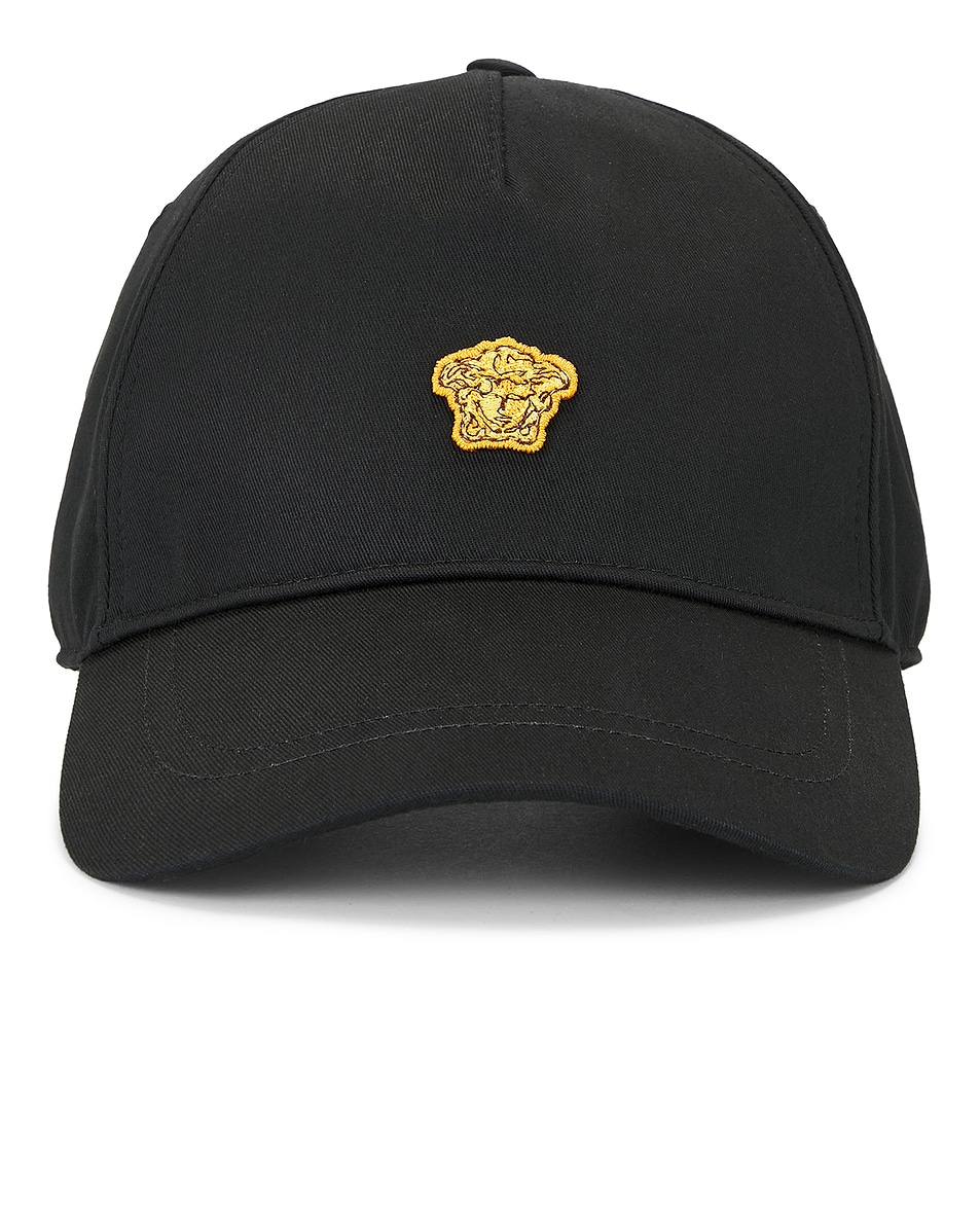 Image 1 of VERSACE Medusa Patch Baseball Cap in Black & Gold