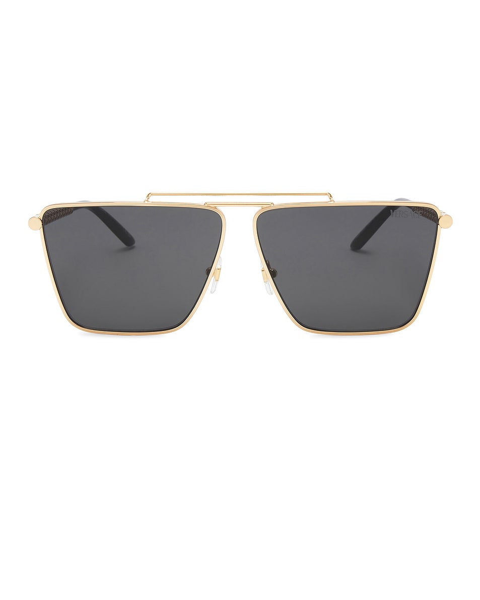 Image 1 of VERSACE Tubular Greca Square Sunglasses in Gold