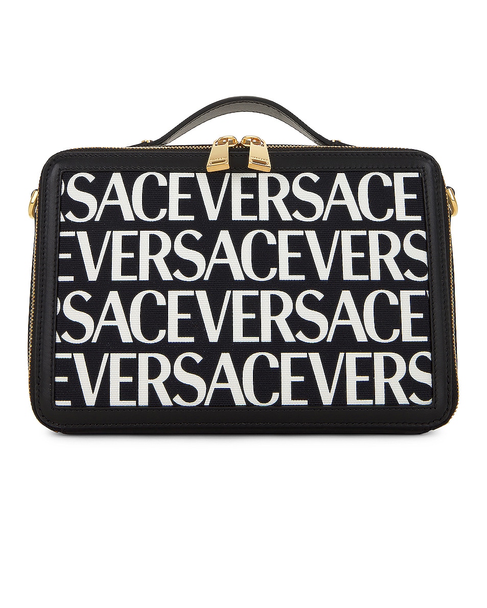 Image 1 of VERSACE Tessuto Stampa Bag in Black, White & Versace Gold