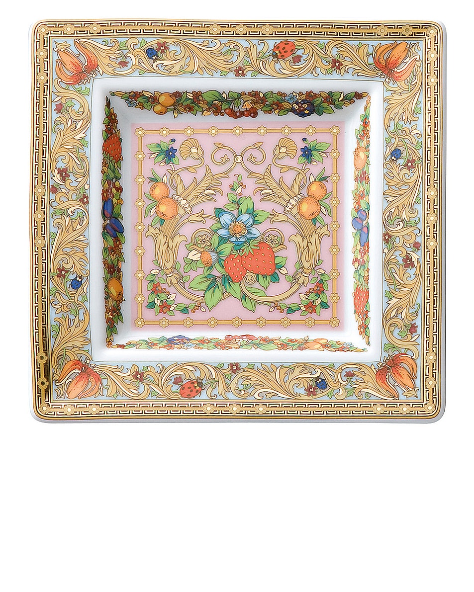 Image 1 of VERSACE Le Jardin de Versace Tray 5 1/2 Inch in White & Gold