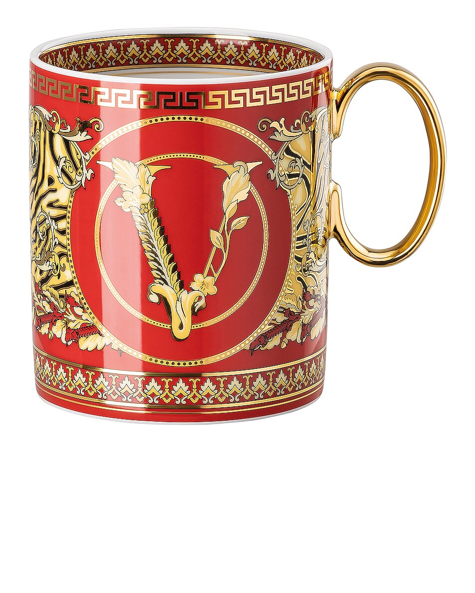 Image 1 of VERSACE Virtus Holiday Mug in Red & Gold