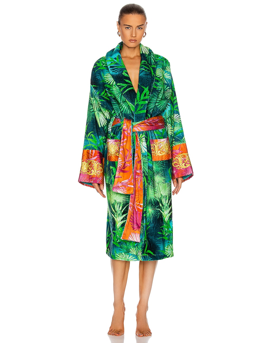 VERSACE Jungle Bath Robe in Green Print | FWRD