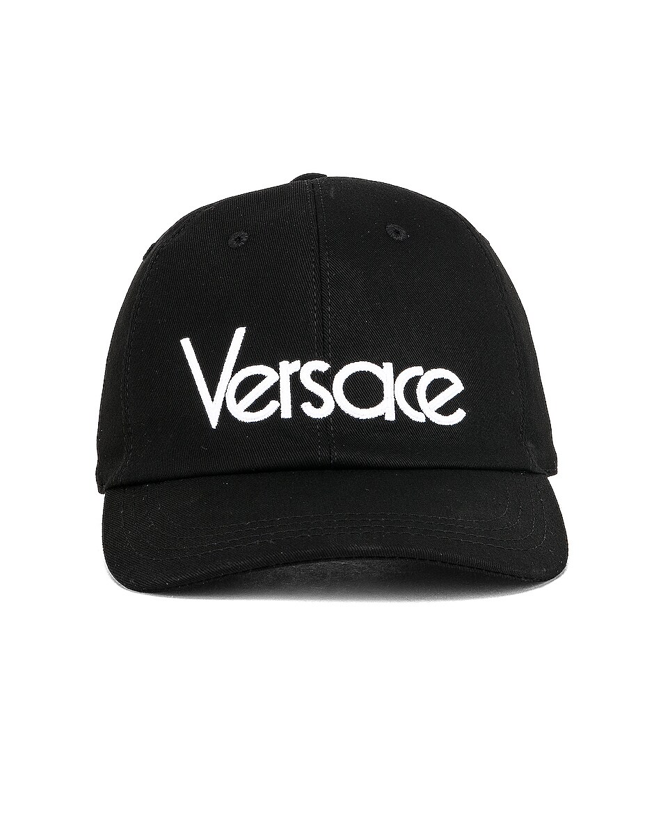 Image 1 of VERSACE Logo Baseball Hat in Black