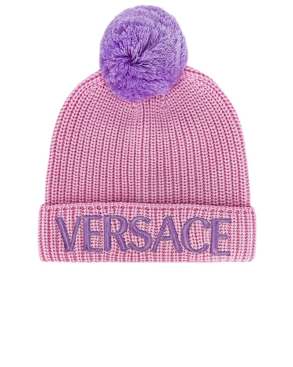 Image 1 of VERSACE Logo Beanie in Candy