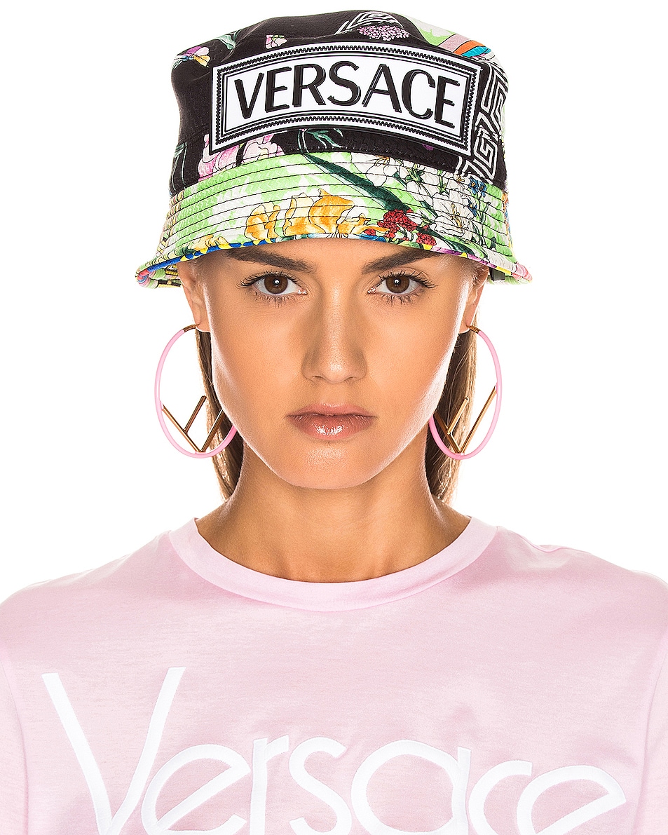 VERSACE Logo Print Bucket Hat in Multi | FWRD