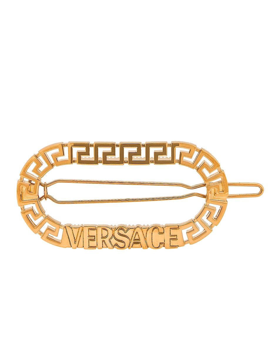 Image 1 of VERSACE Logo Greca Hair Clip in Oro