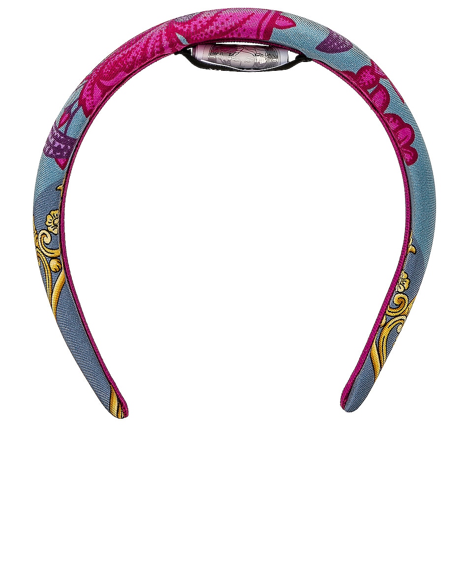 Image 1 of VERSACE Silk Headband in Cornflower & Stampa