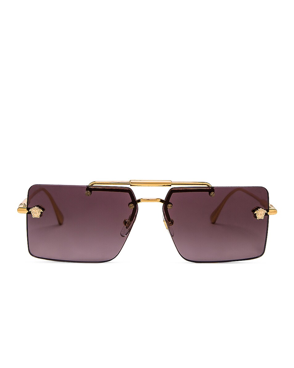 Image 1 of VERSACE Rectangle Sunglasses in Gold & Violet Gradient