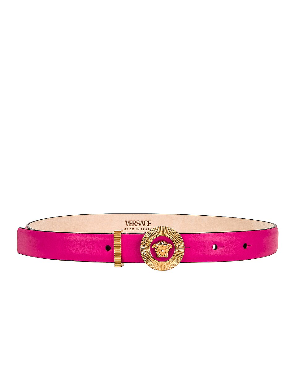 Image 1 of VERSACE Logo Belt in Cerise & Oro Versace