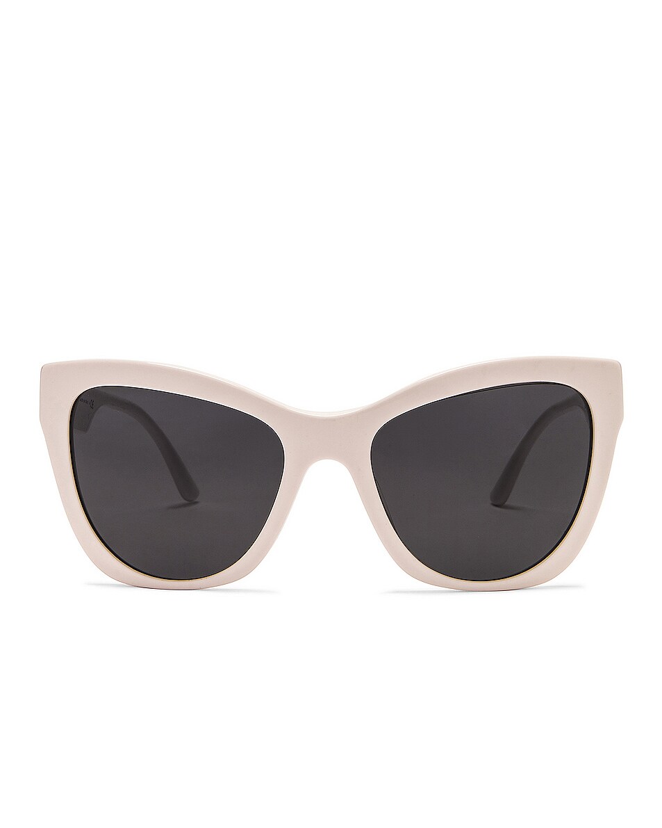 Image 1 of VERSACE Large Cat Eye Sunglasses in White & Dark Grey