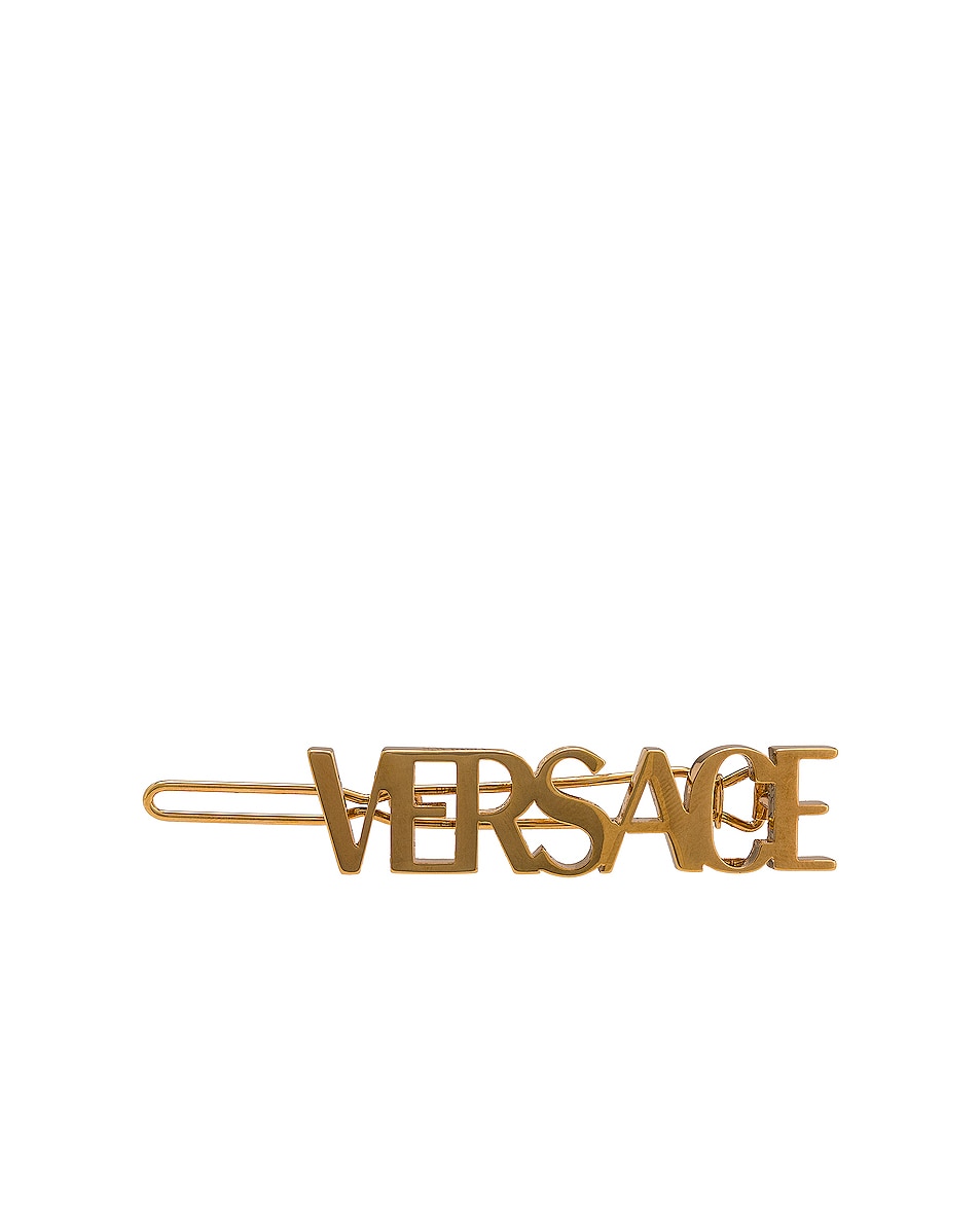 Image 1 of VERSACE Logo Hair Pin in Oro