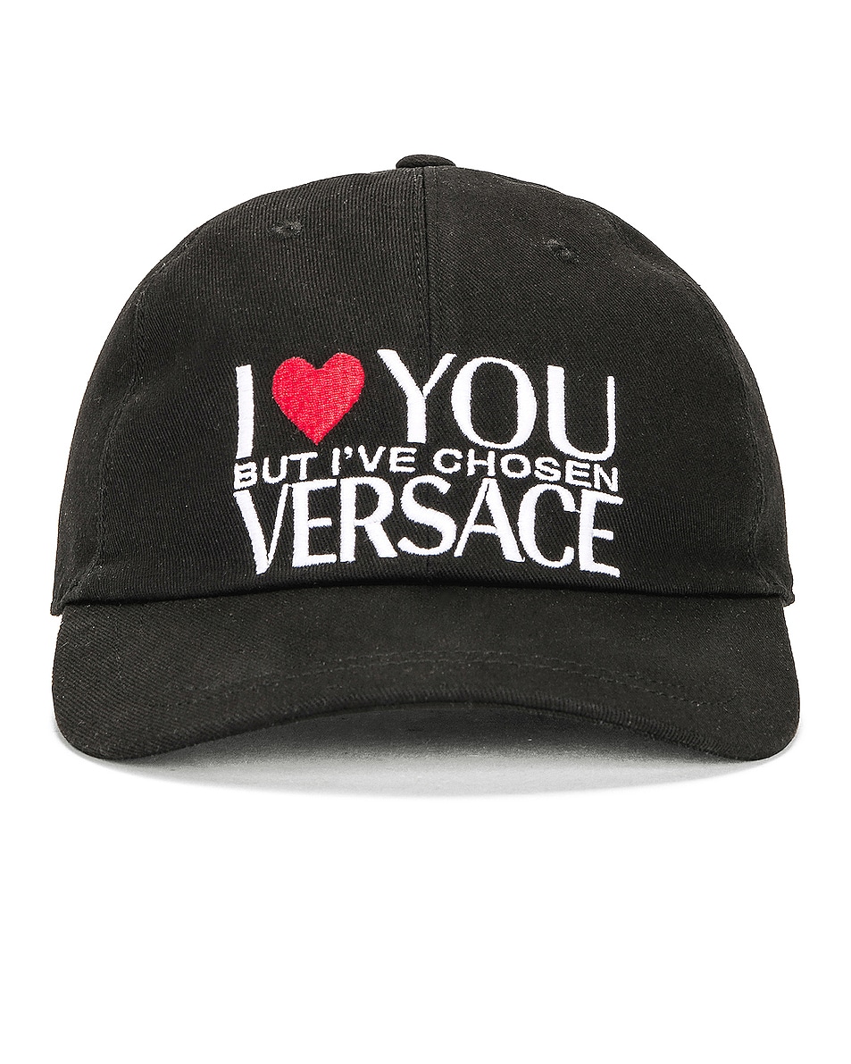 Image 1 of VERSACE I Love You Baseball Hat in Nero & Bianco