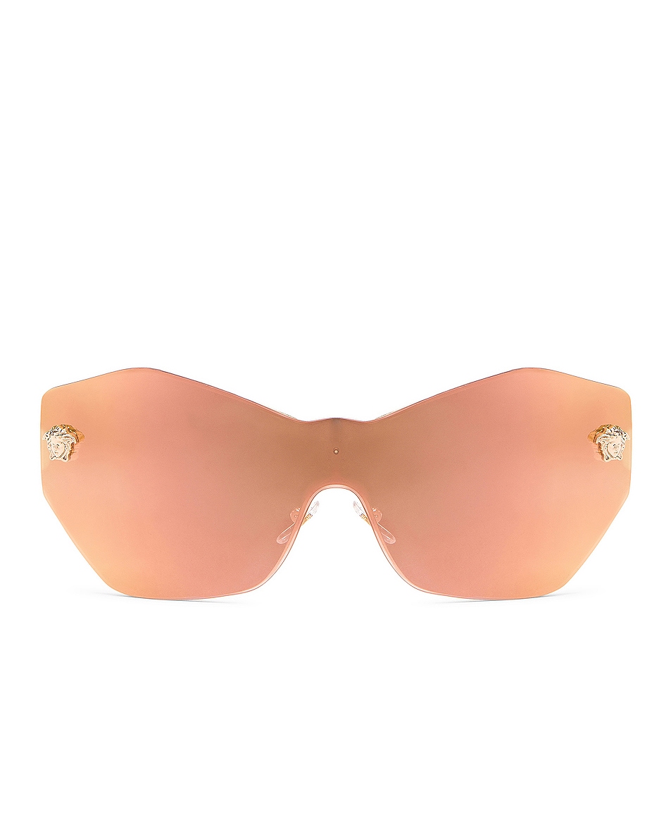 Image 1 of VERSACE Mirrored Shield Sunglasses in Pink