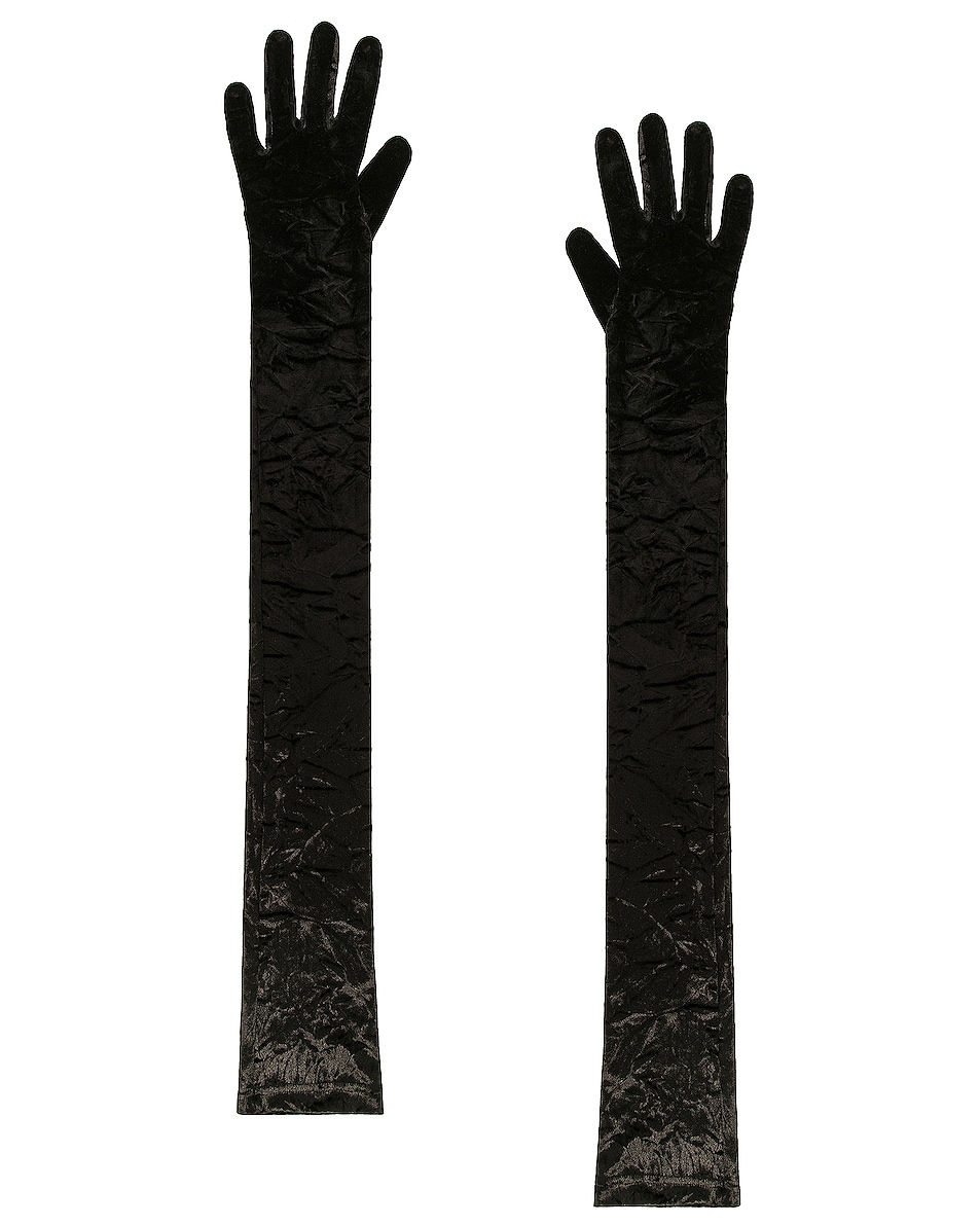 Image 1 of VERSACE Velvet Gloves in Nero
