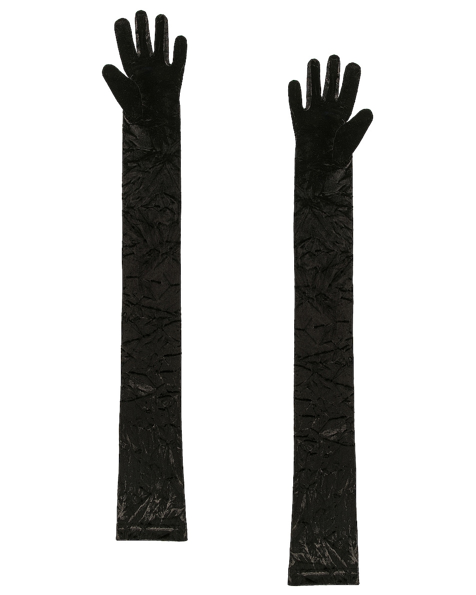 VERSACE Velvet Gloves in Nero FWRD