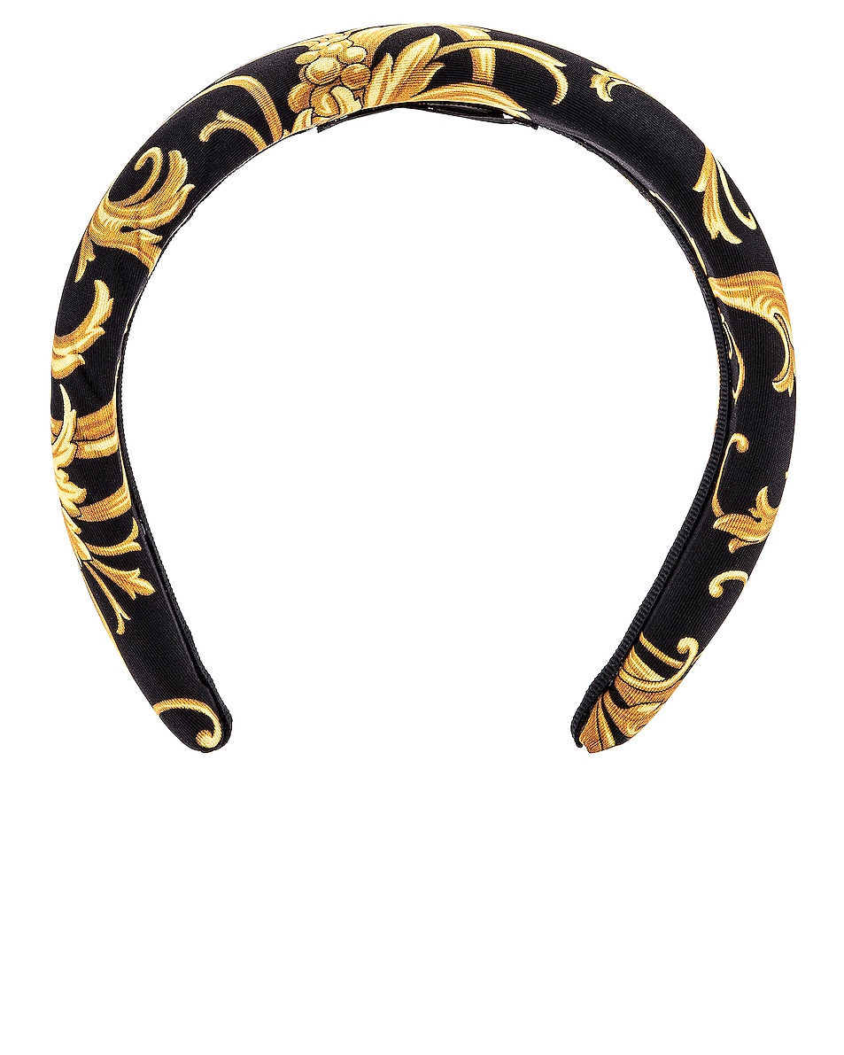 VERSACE Brocade Headband in Black & Gold | FWRD