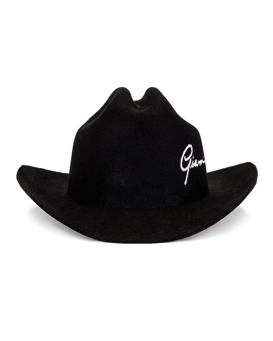 Image 1 of VERSACE Text Cowboy Hat in Black
