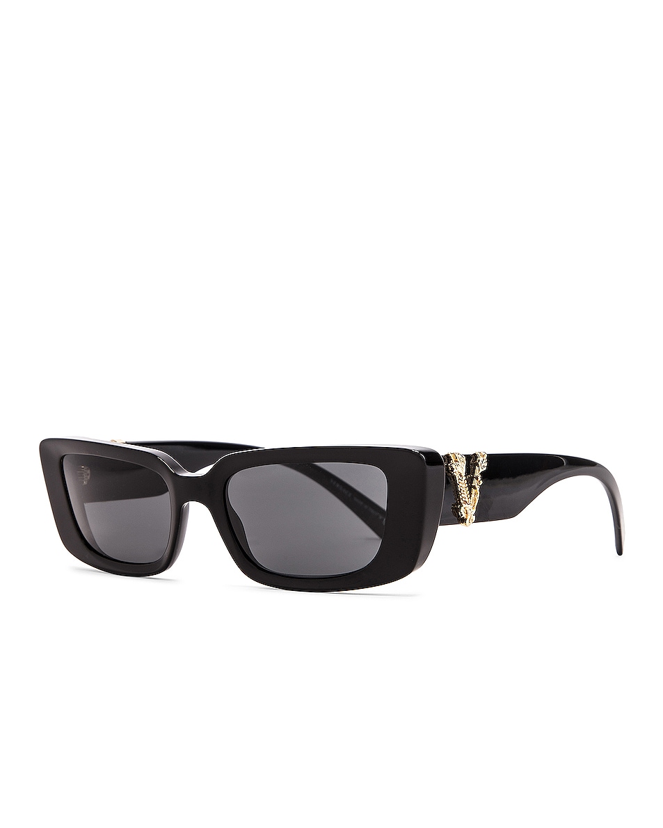 VERSACE Virtus Narrow Sunglasses in Black | FWRD