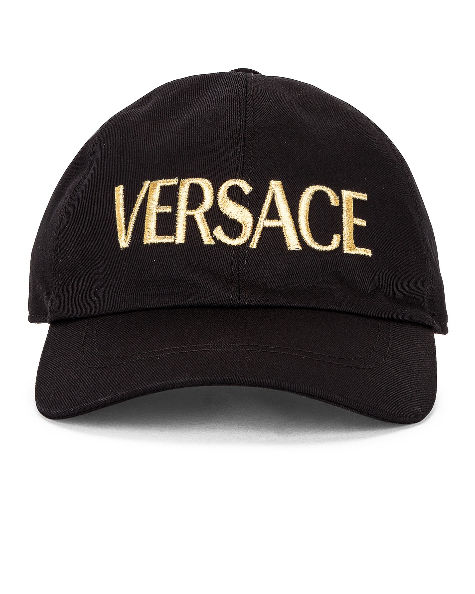 Image 1 of VERSACE Logo Baseball Hat in Nero