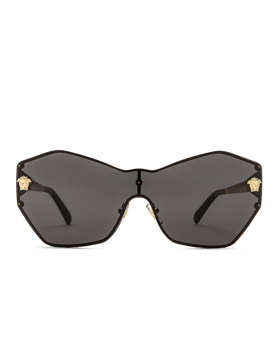 Image 1 of VERSACE Rock Icons Metal Sunglasses in Gold & Dark Grey