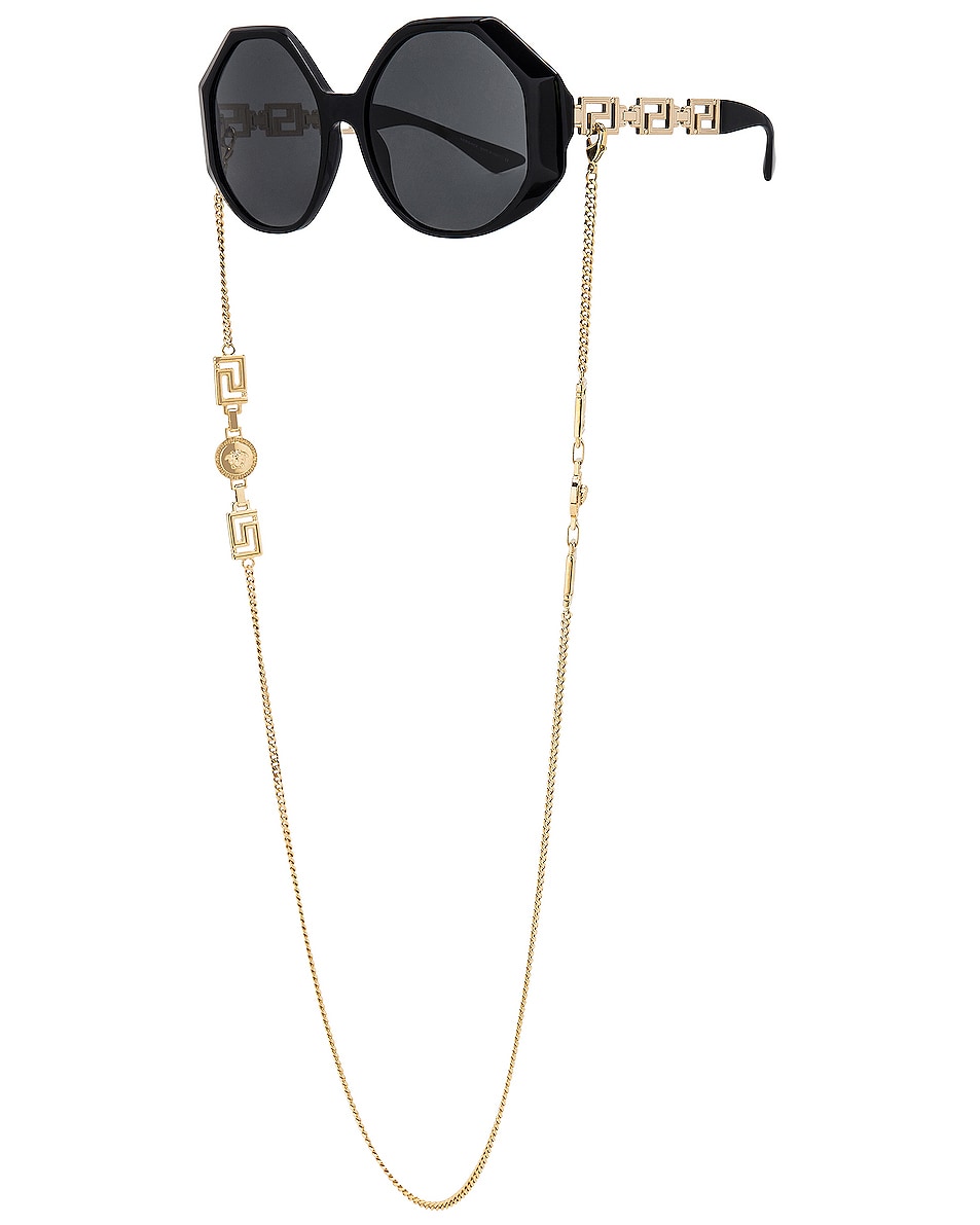 Image 1 of VERSACE Greca Chain Sunglasses in Black
