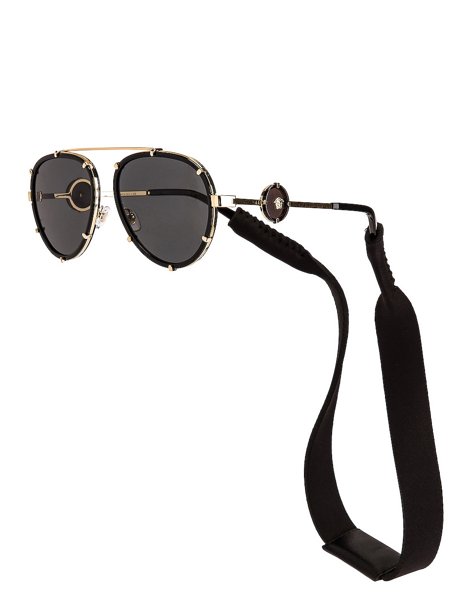 Image 1 of VERSACE Vintage Icon Pilot Clip-On Sunglasses in Black