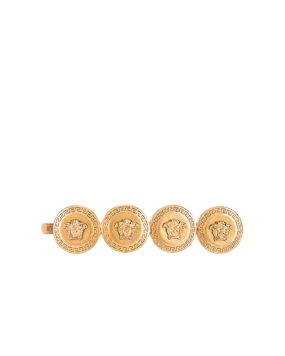 Image 1 of VERSACE Logo Hair Clip in Gold