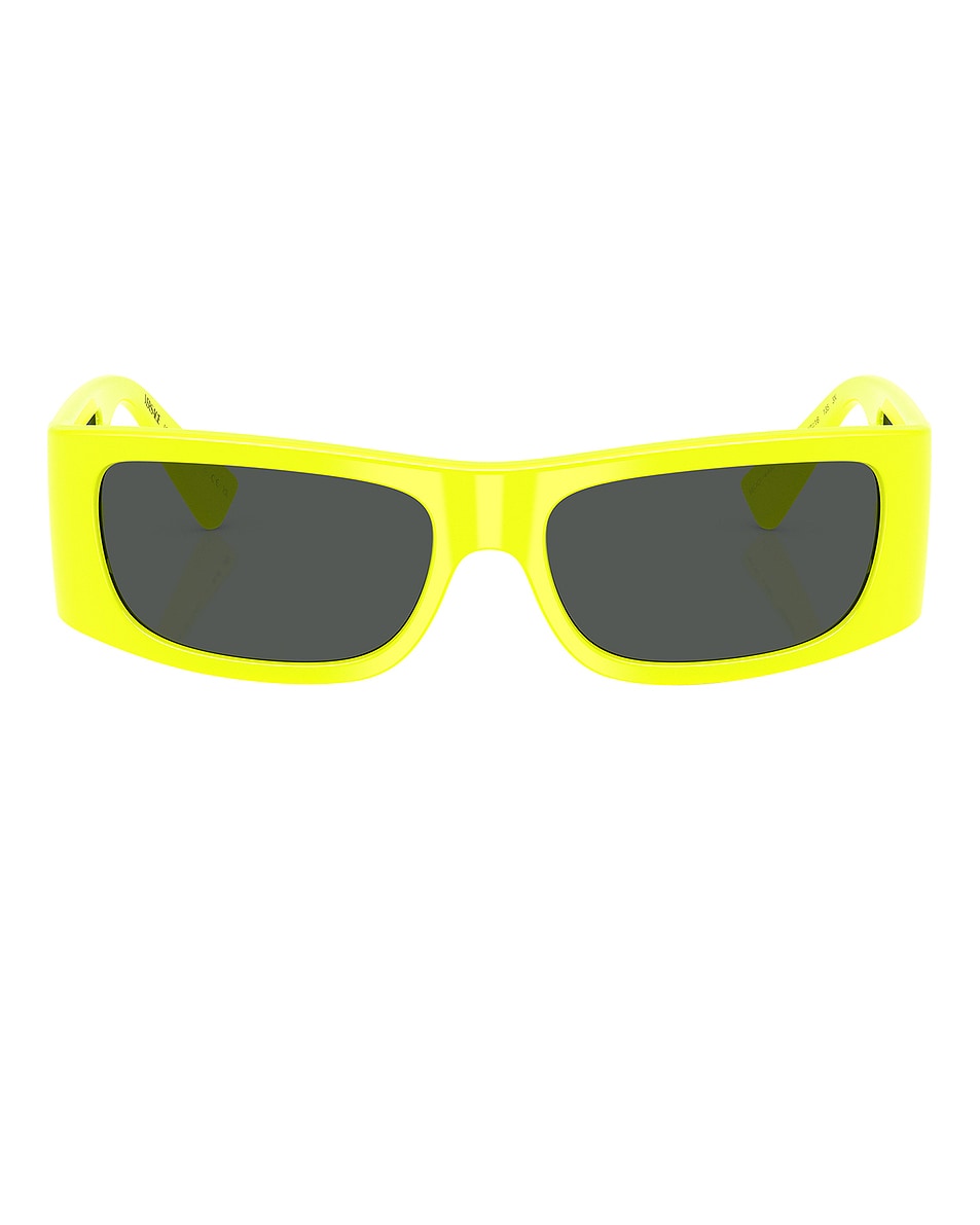 Image 1 of VERSACE Rectangular Sunglasses in Yellow Fluorescent