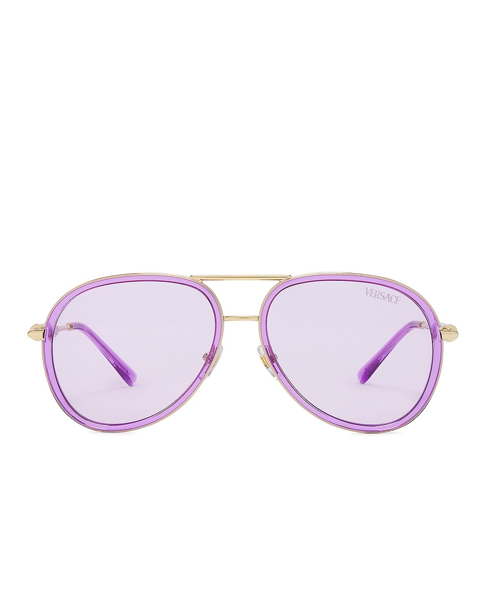 Image 1 of VERSACE Aviator Sunglasses in Lilac Transparent & Light Violet