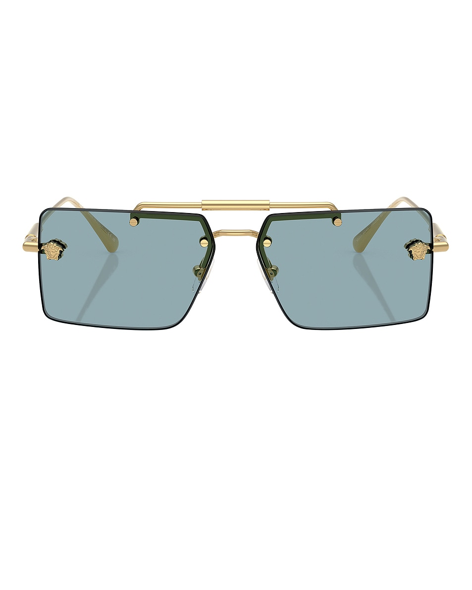 Image 1 of VERSACE Rectangular Sunglasses in Blue & Gold