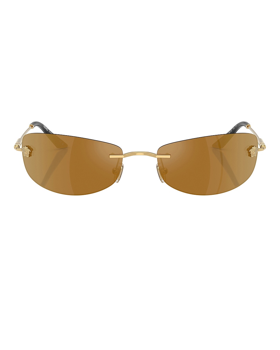 Image 1 of VERSACE Rectangular Sunglasses in Gold