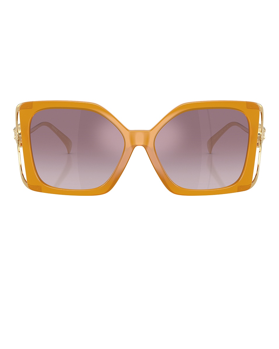 Image 1 of VERSACE Square Sunglasses in Opal Yellow & Violet Mirror Silver