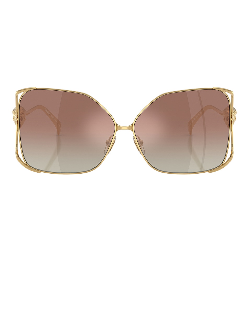 Image 1 of VERSACE Square Sunglasses in Gold & Brown