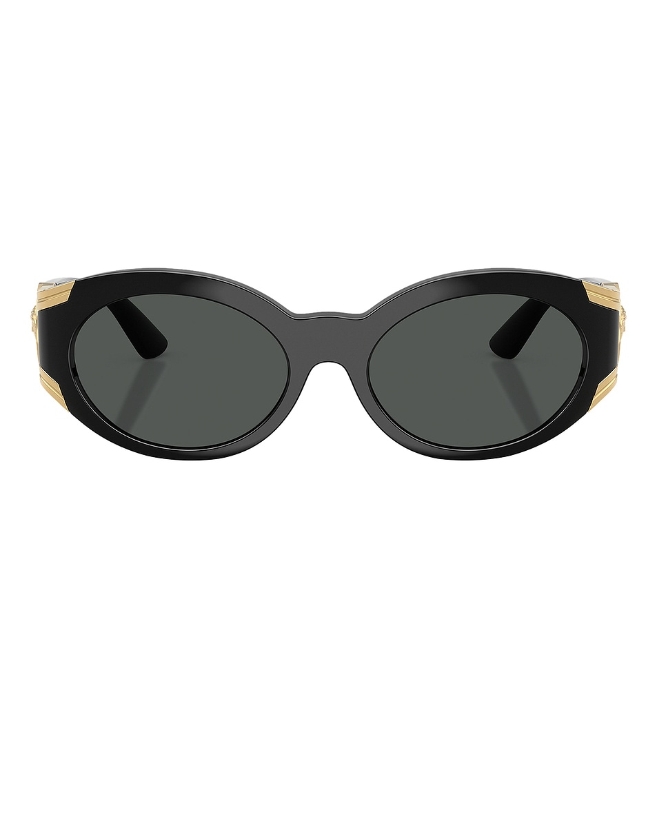 Image 1 of VERSACE Oval Sunglasses in Black & Dark Grey