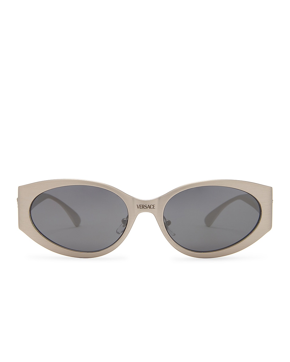 Image 1 of VERSACE Oval Sunglasses in Silver & Light Grey Mirror Silver