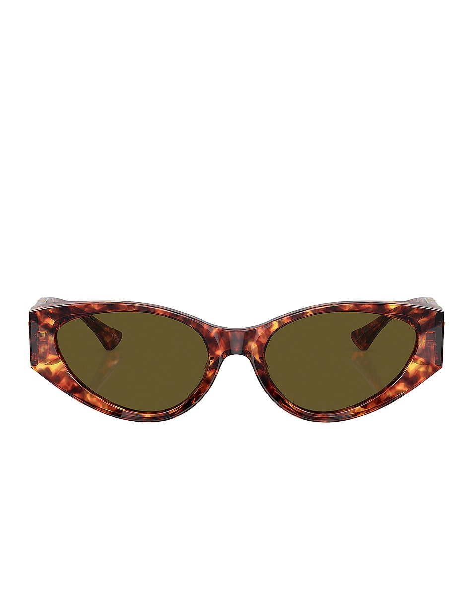 Image 1 of VERSACE Oval Sunglasses in Red Havana & Dark Brown
